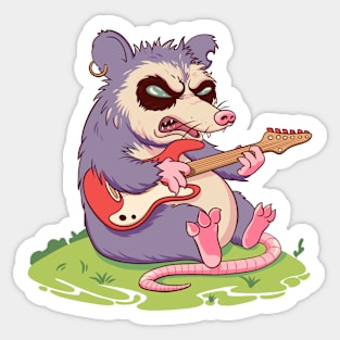 The opossum is ready for the rock concert Sticker